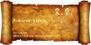 Kubina Vince névjegykártya